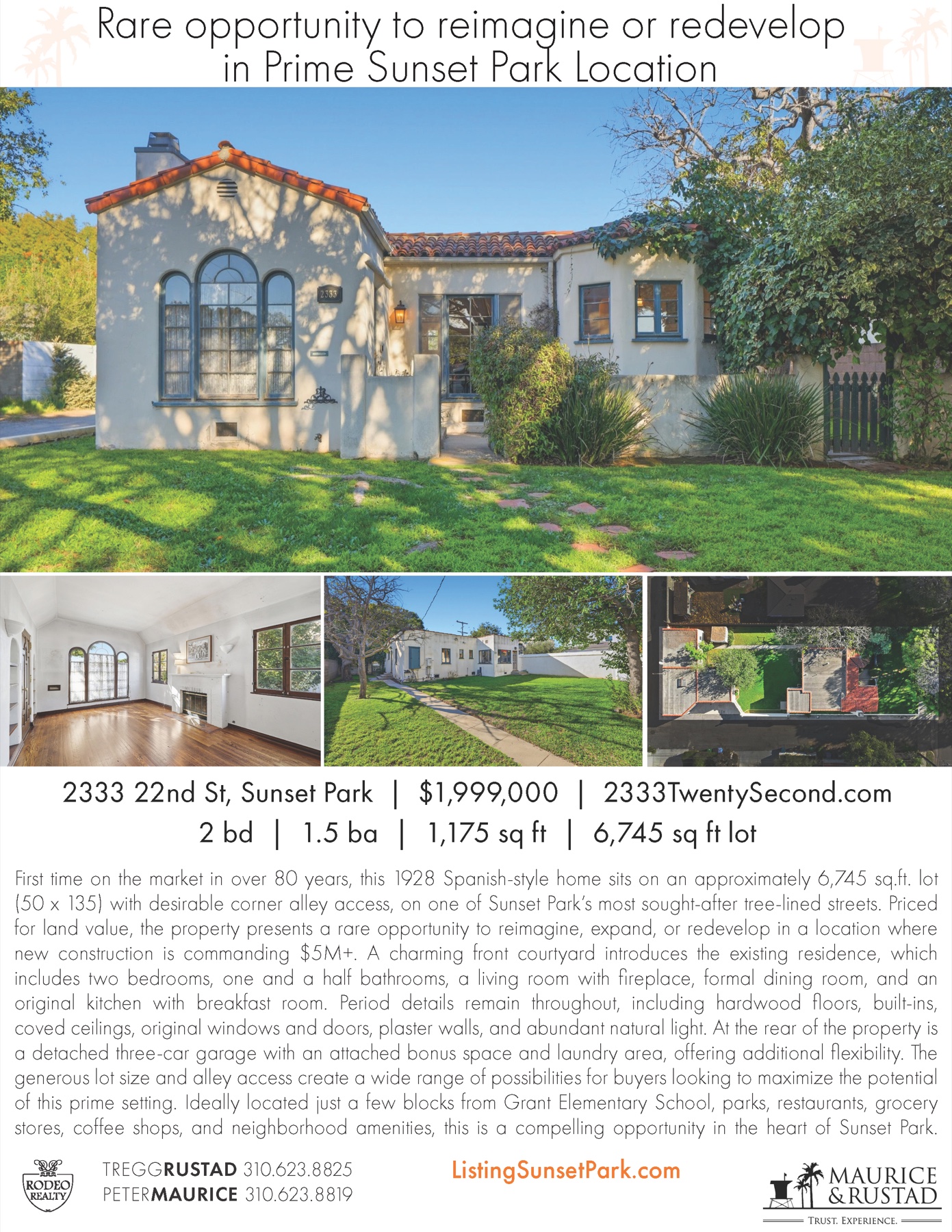 Property marketing flyer for 2333 22nd Street in Santa Monica